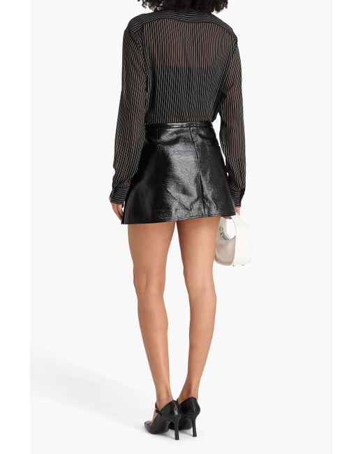 Courreges Black Crinkled Cotton-Blend Vinyl Mini Skirt