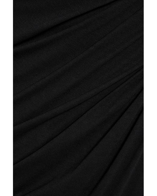 Helmut Lang Black Ruched Jersey Halterneck Dress