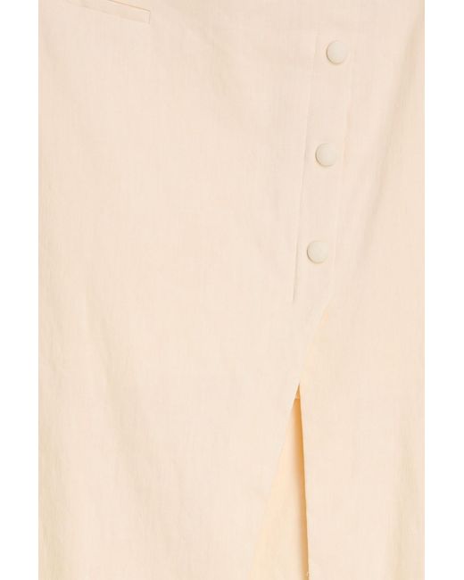 Sandro Natural Linen-Blend Midi Skirt