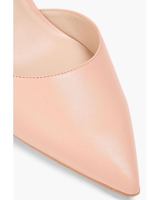 Stuart Weitzman Pink Faux Pearl-embellished Leather Pumps