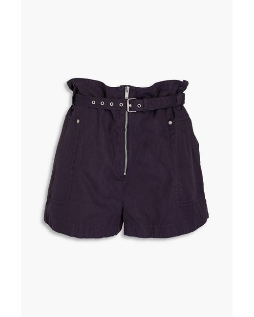 Isabel Marant Blue Parana Belted Cotton And Linen-blend Shorts