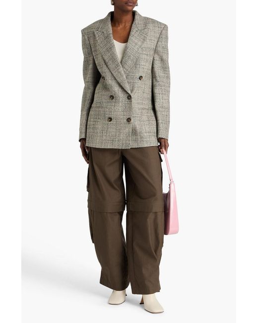 Stella McCartney Gray Double-breasted Wool-tweed Blazer
