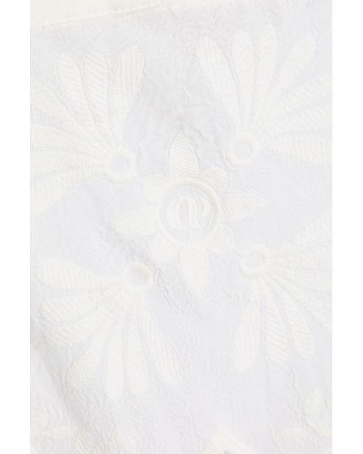 Claudie Pierlot White Macramé Lace-paneled Cotton-gauze Mini Dress