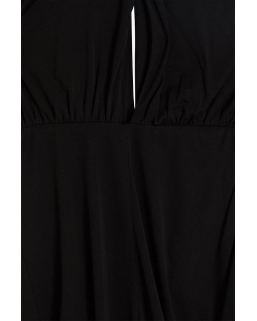 Halston Jersey Halterneck Wide-leg Jumpsuit in Black | Lyst