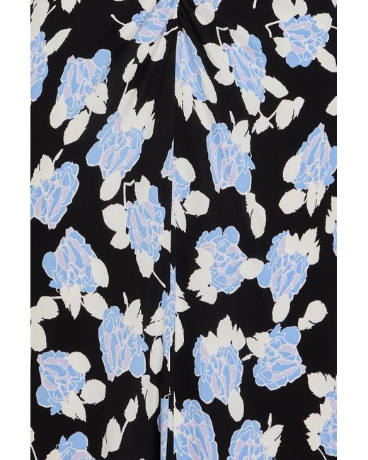 Diane von Furstenberg White Sylviana Ruched Floral-print Jersey Midi Dress