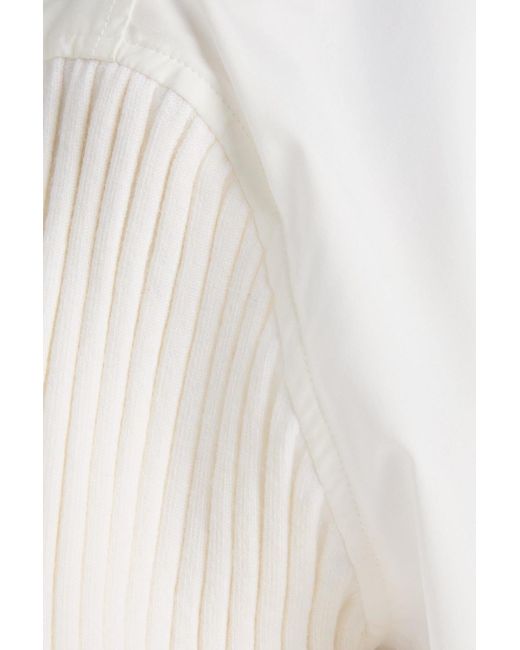 Totême  White Lyocell-Blend Poplin And Ribbed Wool-Blend Shirt