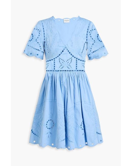 Claudie Pierlot Blue Broderie Anglaise Cotton Mini Dress