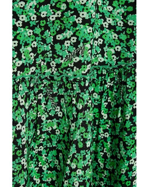 ROTATE BIRGER CHRISTENSEN Green Maxikleid aus jacquard mit floralem print und rückenausschnitt
