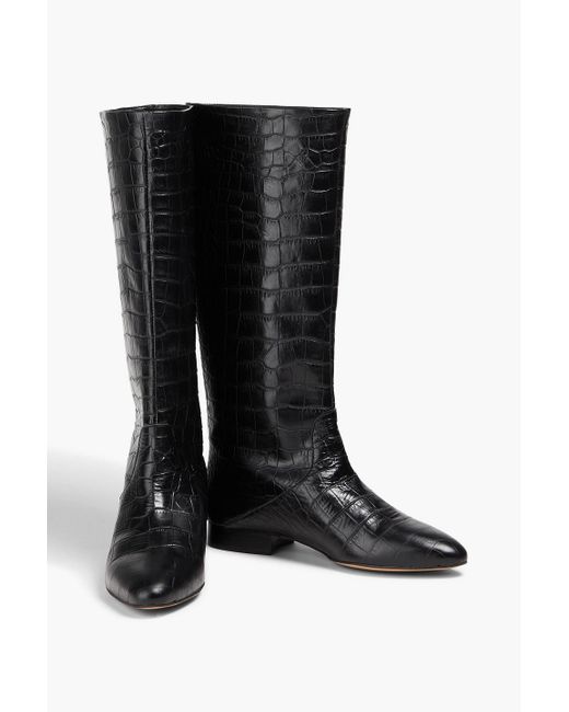 Claudie Pierlot Black Croc-effect Leather Boots