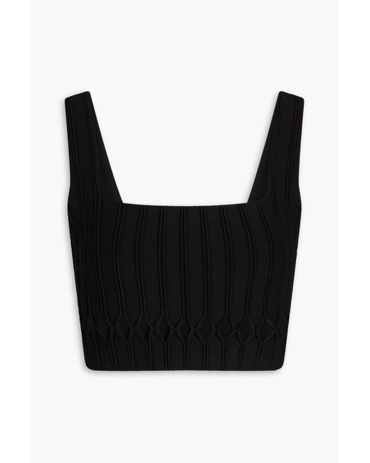 Aje. Black Ney Cropped Cutout Ribbed-knit Top