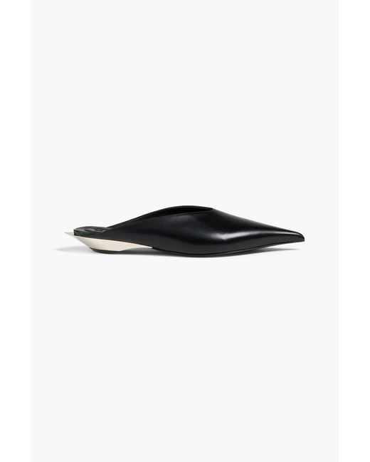 Mugler Black Leather Mules