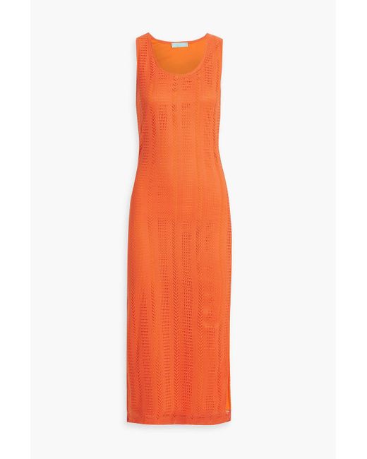 Melissa Odabash Orange Hailey Cutout Pointelle-knit Midi Dress