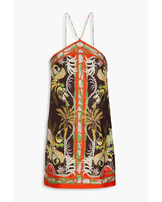 Emilio Pucci Brown Printed Silk-twill Mini Dress