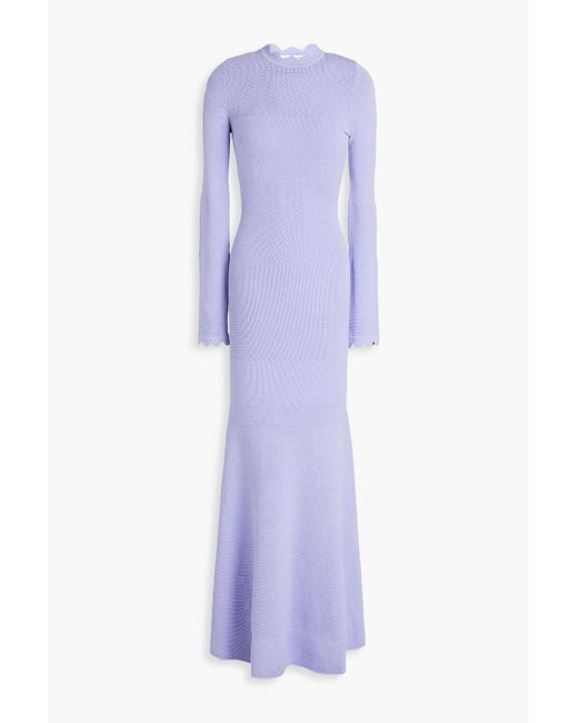 Victoria Beckham Purple Scalloped Knitted Maxi Dress