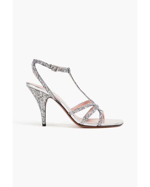 Zimmermann White Glittered Leather Sandals