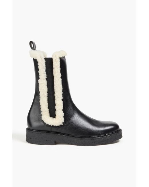 Staud Black Palamino Shearling-trimmed Leather Chelsea Boots