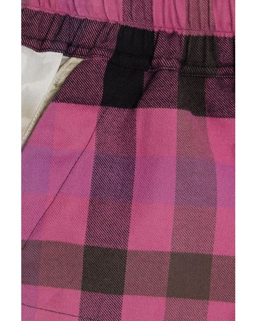 Rick Owens Pink Checked Cotton-flannel And Cupro-satin Shorts