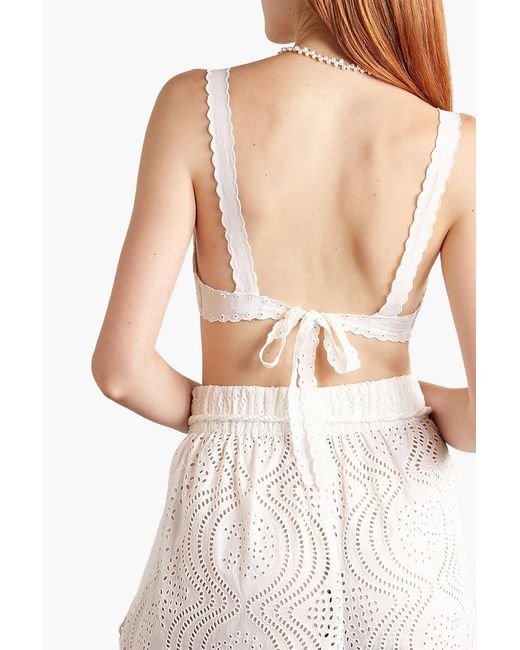 Miguelina White Jules Broderie Anglaise Cotton-voile Bra Top