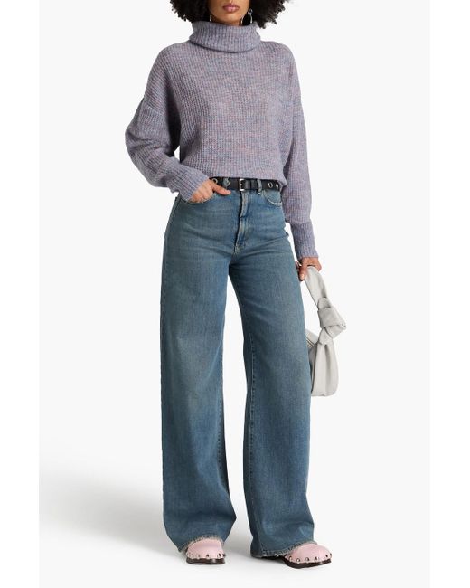 IRO Purple Mélange Ribbed-knit Turtleneck Sweater