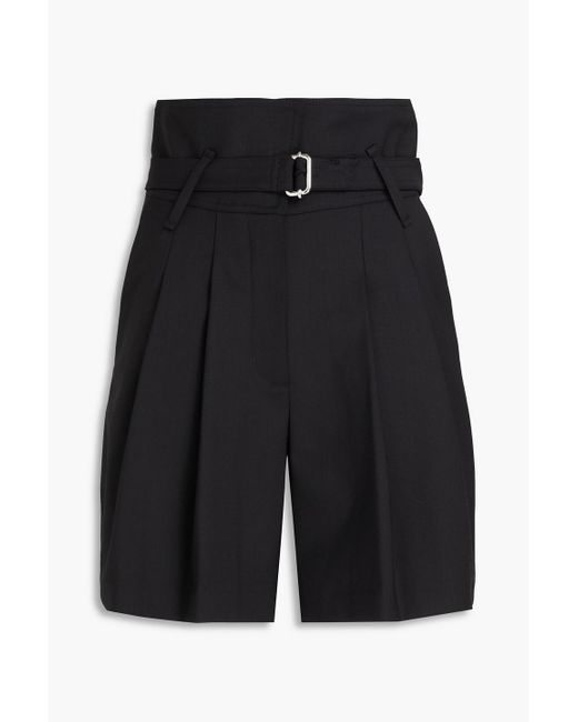 IRO Black Belted Stretch-wool Twill Shorts