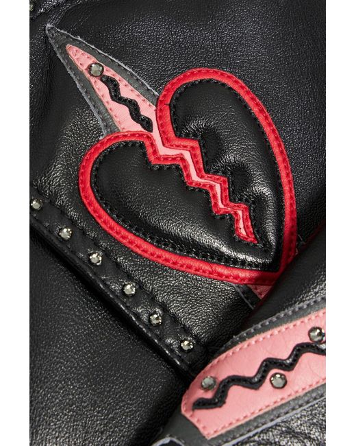 Valentino Garavani Black Embellished Leather Biker Jacket