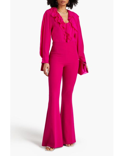 Victoria Beckham Pink Bluse aus seiden-crêpe mit rüschen und cut-outs