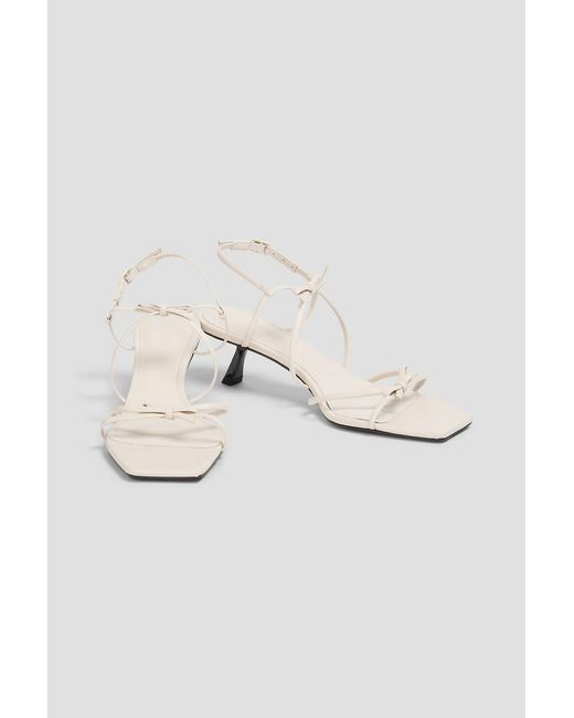 STUDIO AMELIA White Ballet 50 Bow-Detailed Leather Slingback Sandals