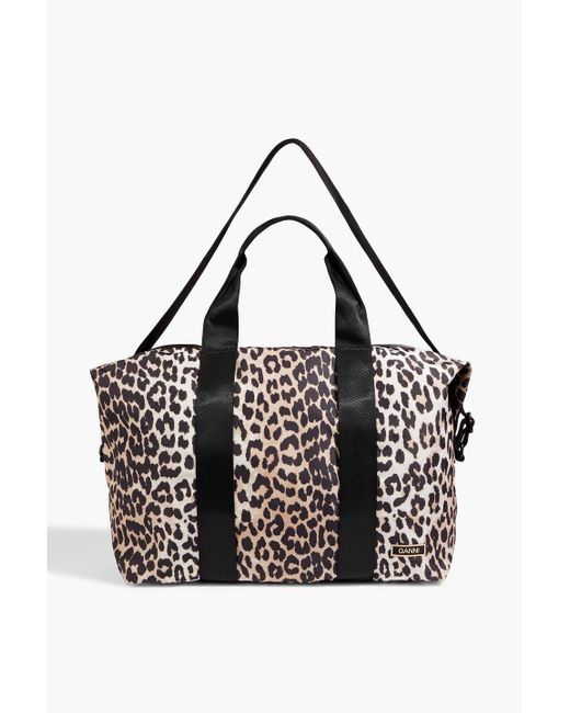 Ganni Black Leopard-print Shell Weekend Bag