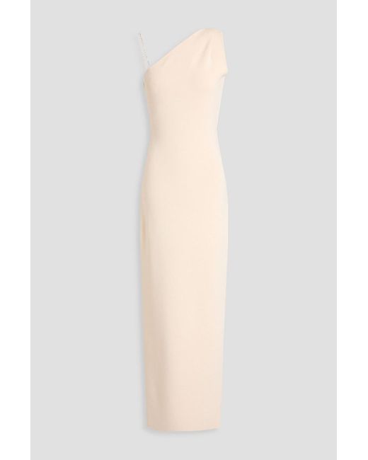 Rachel Gilbert White Silica Crystal-embellished Stretch-knit Gown