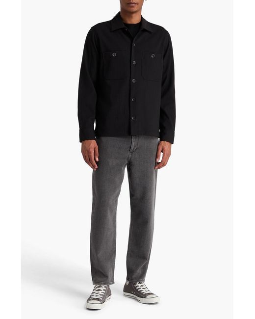 Rag & Bone Black Hyde Pinstriped Wool-Blend Jacquard Overshirt for men