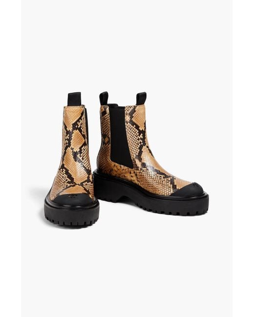 Tory Burch Black Snake-effect Leather Chelsea Boots