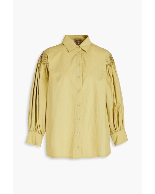 Gentry Portofino Yellow Pintucked Cotton-poplin Shirt