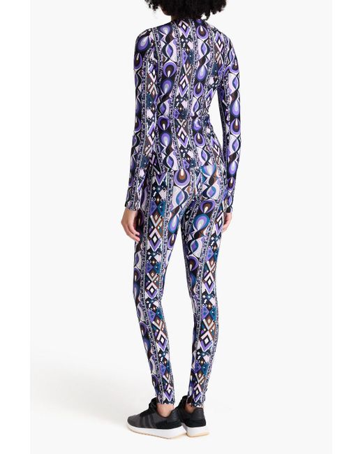 Emilio Pucci Blue Printed Stretch-jersey leggings