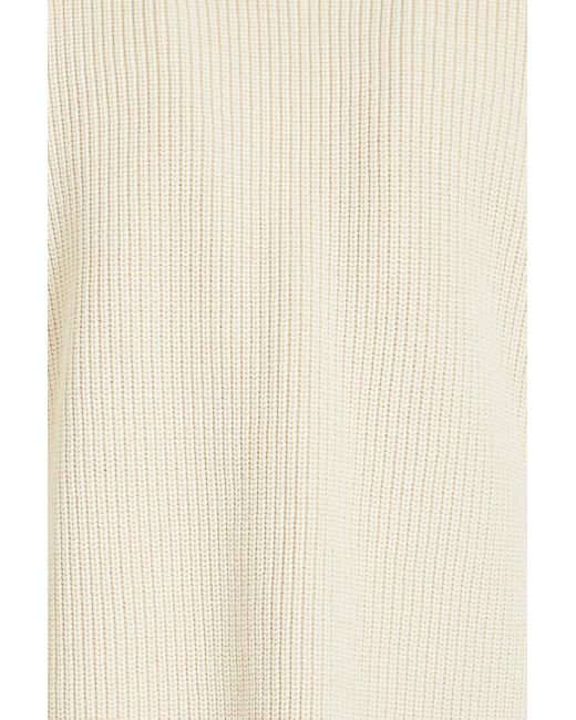 Jil Sander White Wrap-effect Ribbed Cotton Sweater for men