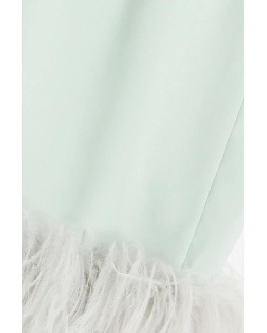 16Arlington White Minelli Strapless Feather-trimmed Crepe Midi Dress