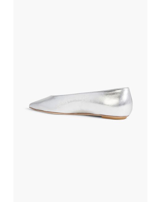 Stuart Weitzman White Lina Leather Point-Toe Flats