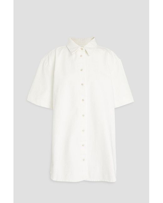 Loulou Studio White Santi Denim Mini Shirt Dress