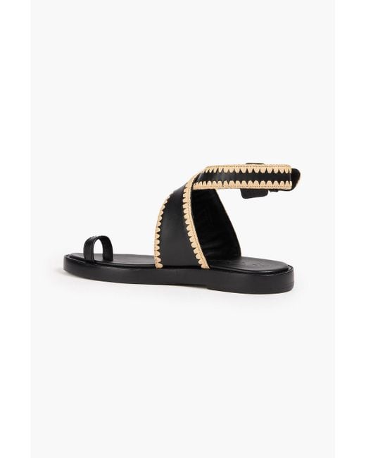 3.1 Phillip Lim Black Naya Raffia-Trimmed Leather Sandals