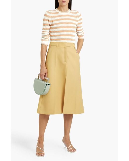 Veronica Beard Natural Magellen Striped Linen-Blend Sweater