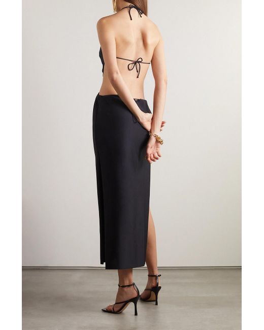 AZ FACTORY Black Ester as rückenfreies neckholder-midikleid aus stretch-strick mit raffungen