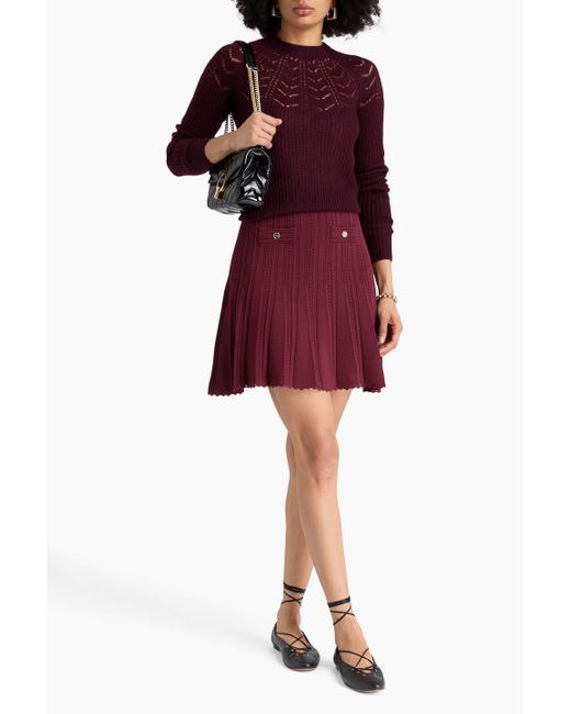 Autumn Cashmere Red Pointelle-knit Cashmere And Silk-blend Sweater