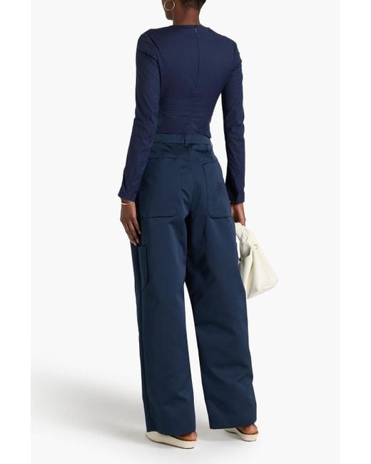 Tibi Blue Cotton-blend Poplin Top