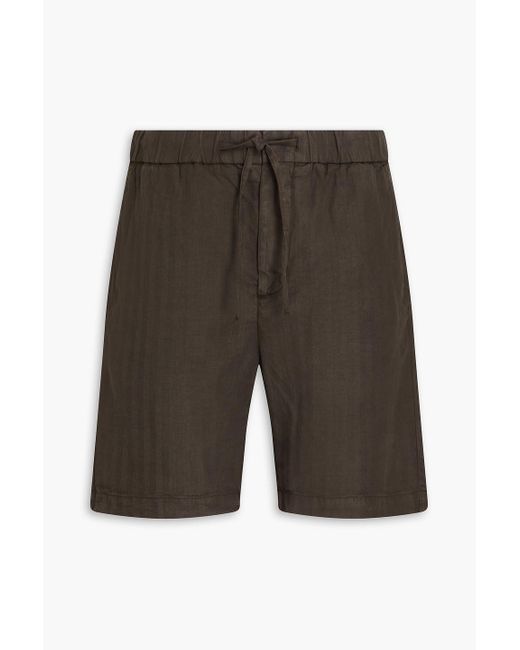 Frescobol Carioca Gray Felipe Herringbone Lyocell, Linen And Cotton-Blend Drawstring Shorts for men