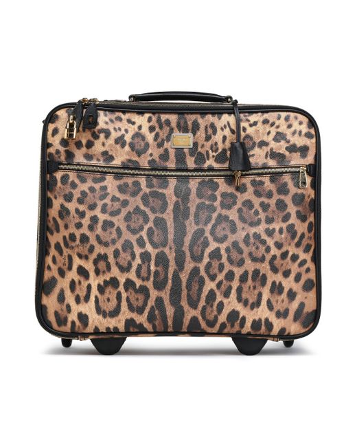 Dolce & Gabbana Multicolor Woman Leopard-print Textured-leather Suitcase Animal Print