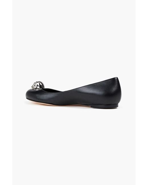 Alexander McQueen Black Skull ballerinas aus leder mit verzierung