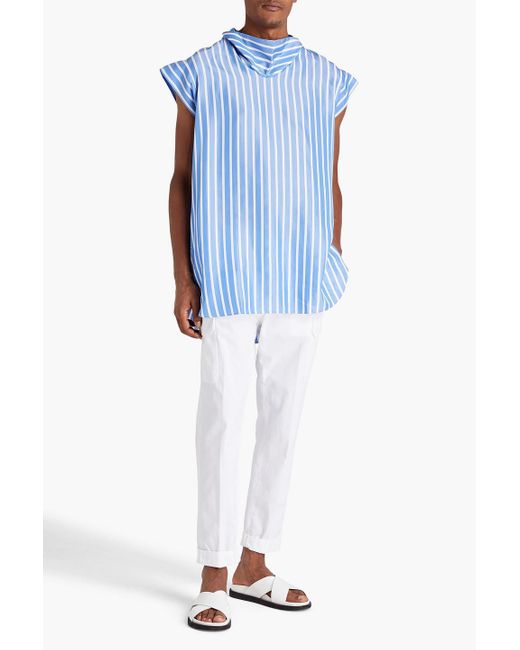 Dunhill Blue Striped Lyocell And Silk-blend Shirt for men