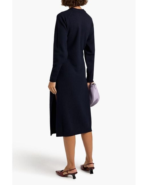 Tibi Blue Blair Wool-blend Midi Dress