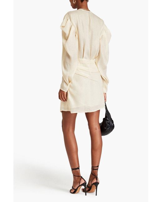 IRO Natural Lorelle Wrap-effect Pleated Lamé Mini Dress
