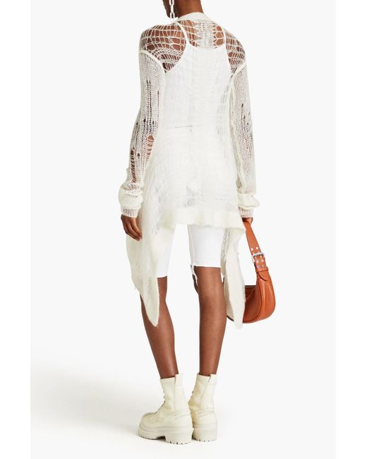 Rick Owens White Open-knit Cardigan