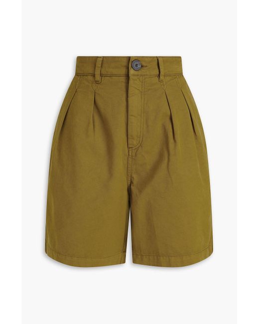 Mara Hoffman Green Milo Pleated Cotton-twill Shorts
